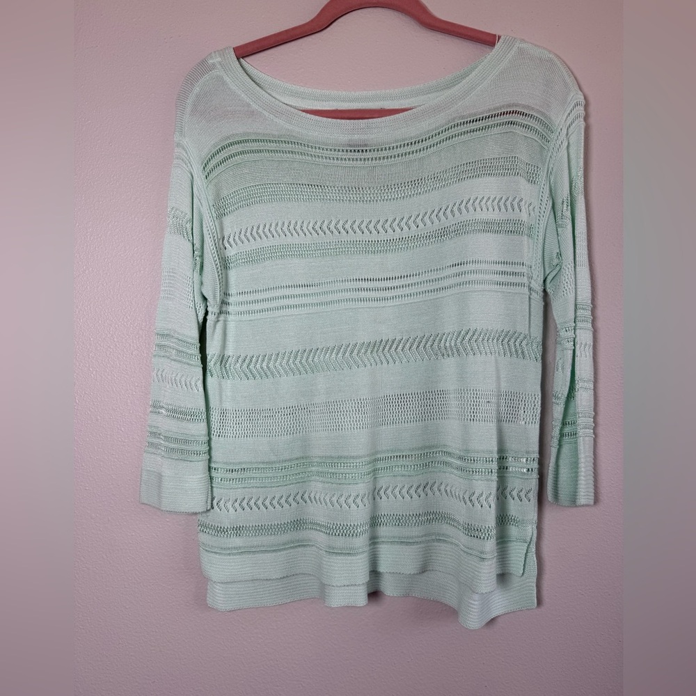 White House Black Market Teal Knit Top 3/4 sleeve